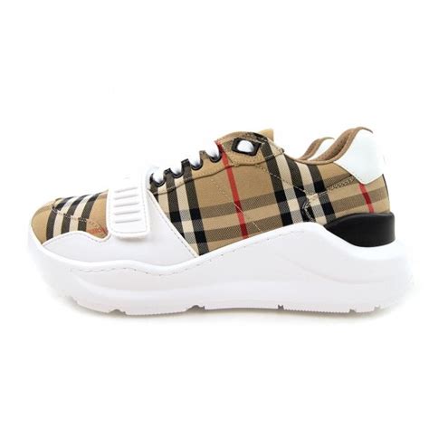 burberry london check and leather high-top trainers|Check, Suede and Leather Sneakers in Archive beige .